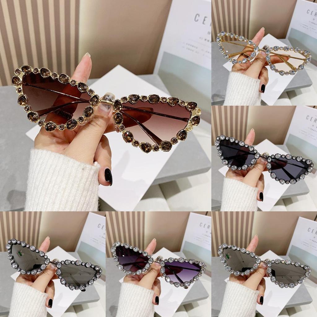 Sunglasses Cat Eye With Large Water Drill Personality Trendy Diamond Style