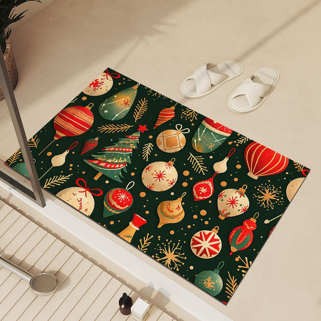 Christmas Door Mat Entrance Outdoor Floor Foot Mats Front Doormat Room Rugs Hallway Bath Carpet Washable
