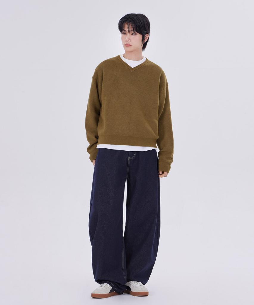 GLW Minimal V-Neck Crop Knit Olive