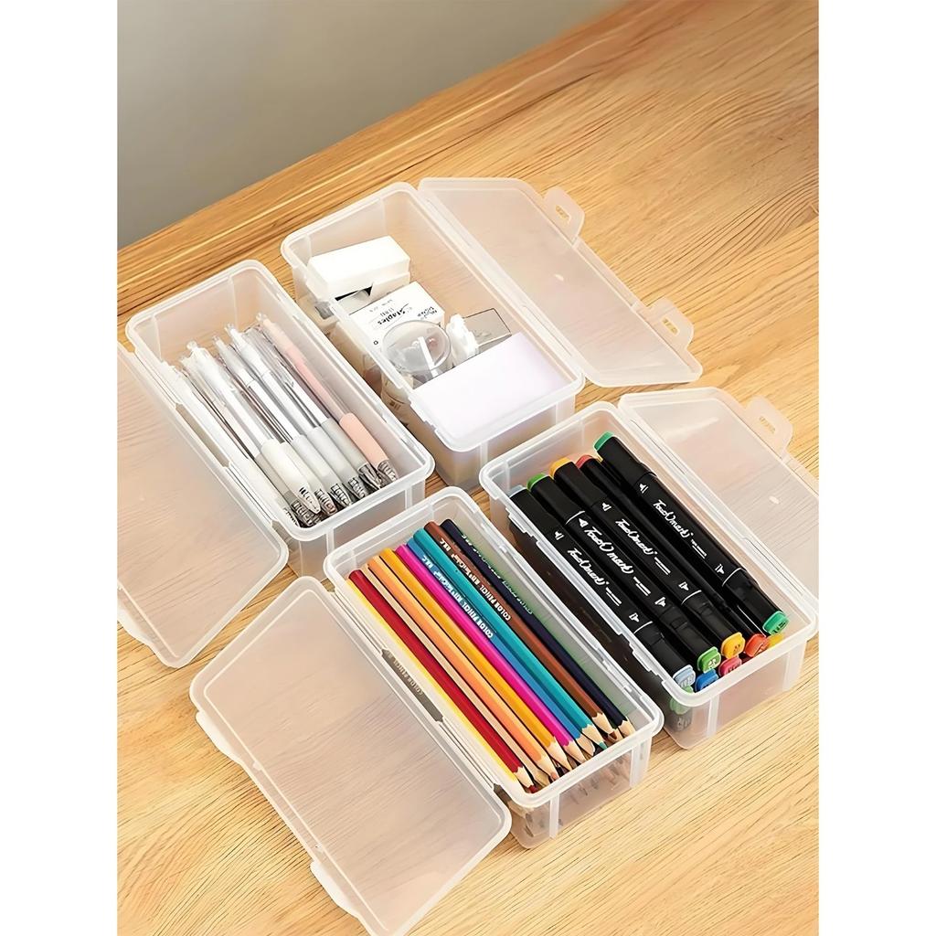 1/2pcs PP Large Capacity Transparent Stationery Storage Box Color Pencil Crayon Stationery Drawer Item Storage Box