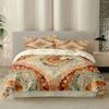 3pcs Bohemian Retro Floral Print Coreless Down Duvet Cover Set, Multi Size Bedding Decoration, Machine Washable