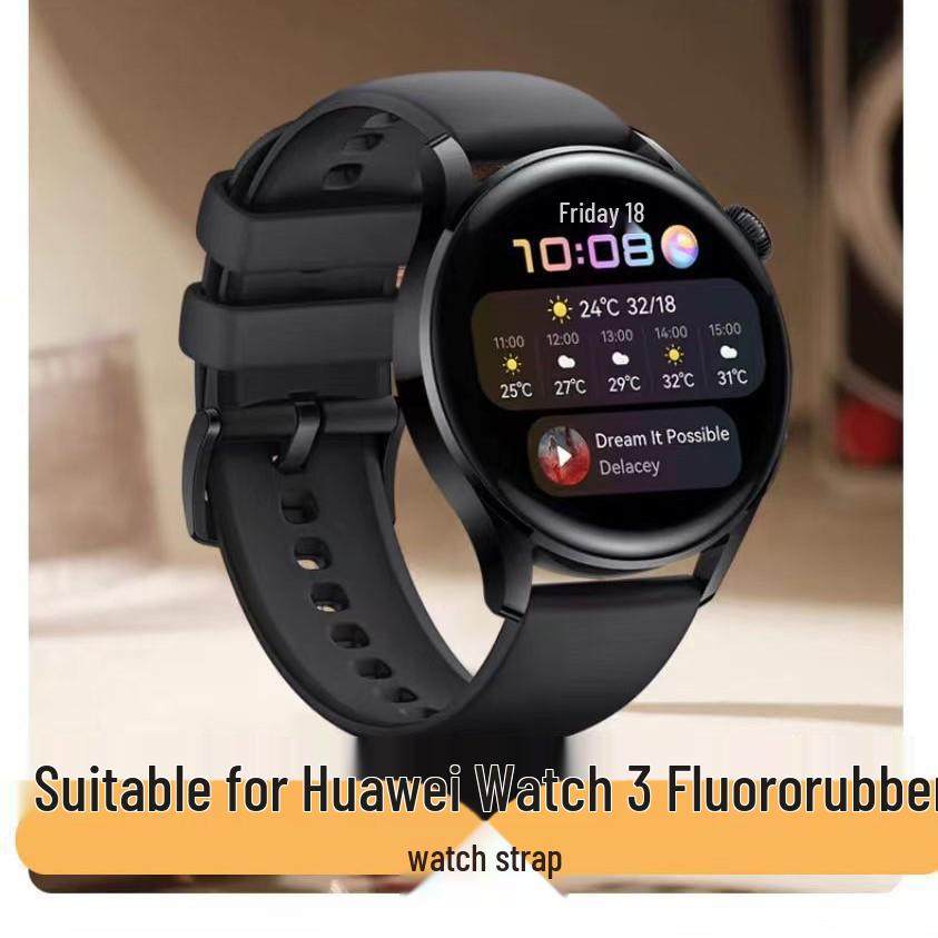 Fluororubber Strap for Huawei Watch 3, GT4, GT5, and GT2 - 22MM