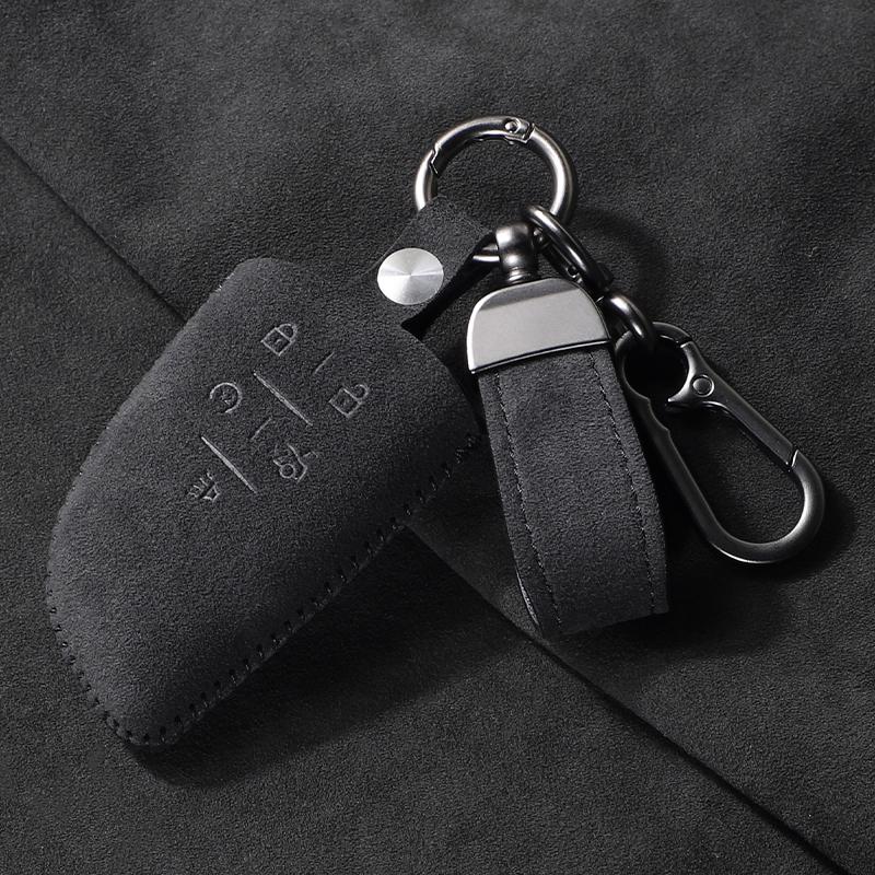 Suede Car Key Cover Case for Chevrolet Tahoe Suburban for GMC Yukon for Buick ENVISION S Plus Protection 2020 2021 2022 2023