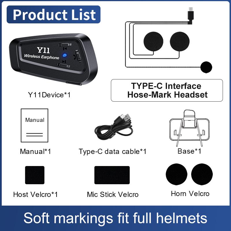 

Y11 Motorcycle Helmet Bluetooth Headphones Bluetooth 5.3 Ipx6 Waterproof and Noise Reduction Integrating Main Functions