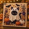 3d Faux Pearl Mosaic Art for Adults Halloween Kit, Cute Ghost Skeleton Painting Room Decor DIY 3D Craft Kit Adults, Fall Home Handmade Gift Lovers