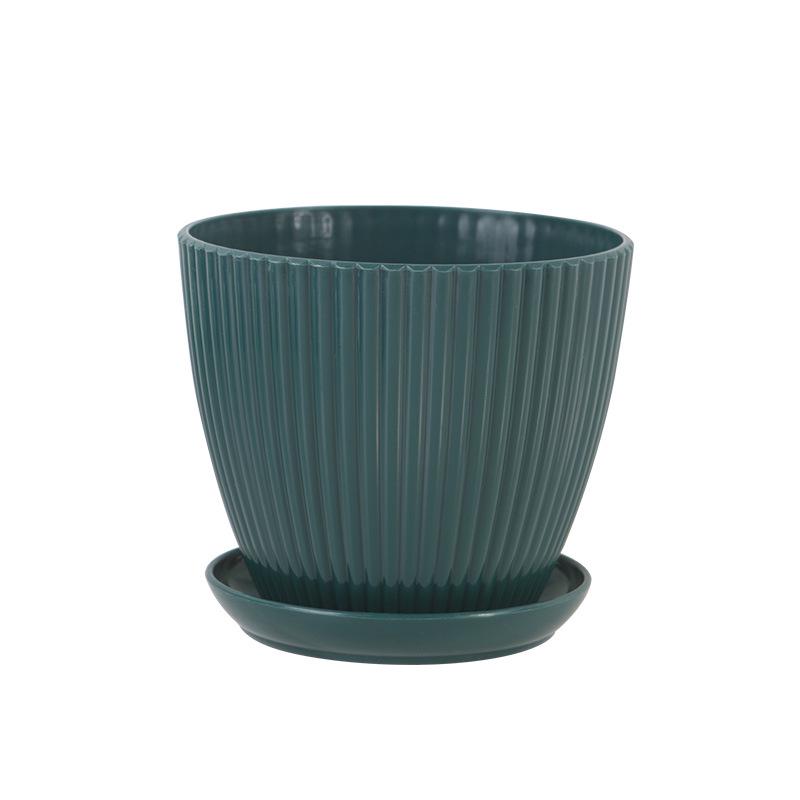 Simple Patterned Vertical Plastic Flower Pot for Balcony & Garden – Green Radish/Rose Design