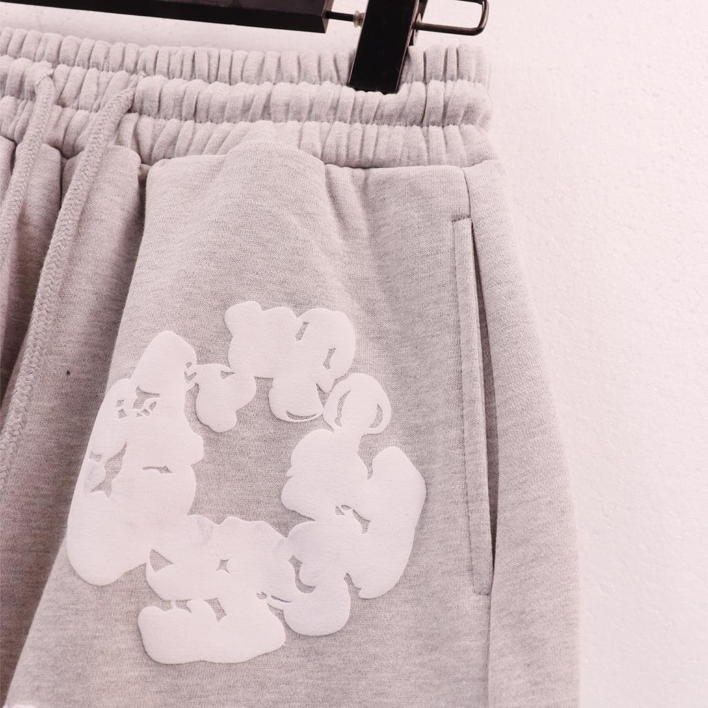 Pantaloncini con Stampa Ghirlanda di Cotone, Pantaloncini Casual Streetwear Unisex, Disponibili in Più Colori