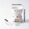 Print Heart Ceramic Fondue With 2 Forks Set Cute Butter Warmer Set Melting Pot Set For Chocolate Cheese Candy Party Supplies