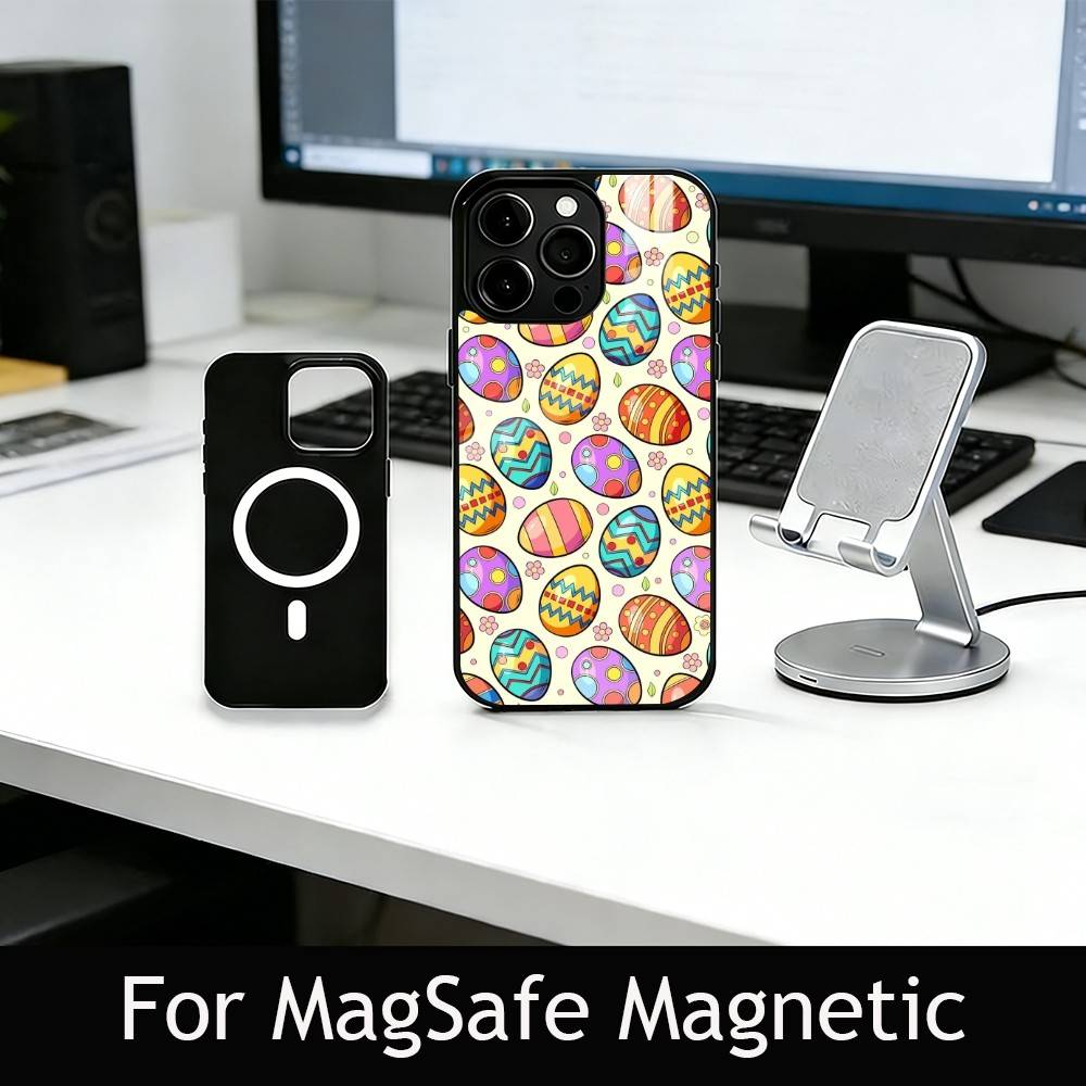 

Easter pattern Phone Case For iPhone17,16,15,14,13,12,11 Plus,Pro Magnetic with Magsafe Wireless Charging iPhone17Promax