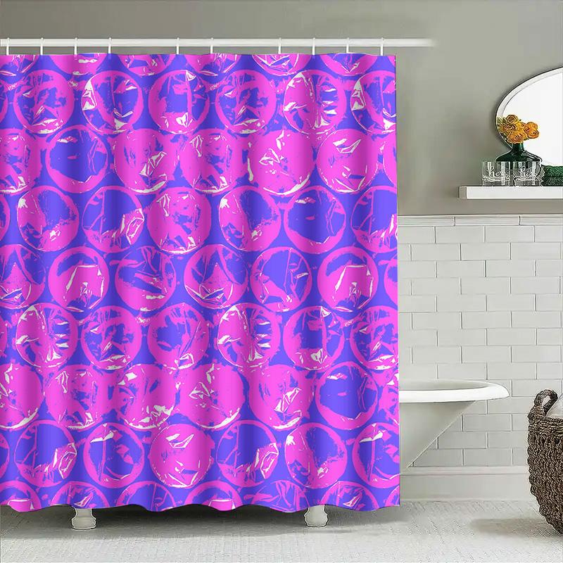 Purple Pink Pop Art Style Bubble Bath Shower Curtain Waterproof Fabric Home Decor Modern Bathroom Decoration 72X84In
