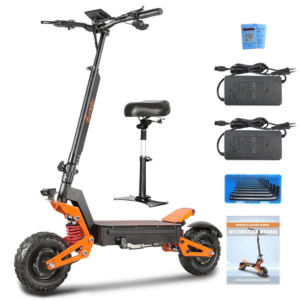 EU X5 6000W 60V 40AH Dualmotor Elektroroller Höchstgeschwindigkeit 85 km/h Hydraulische Bremse LCD-Display Maximale Reichweite 90 km Faltbarer E-Roller