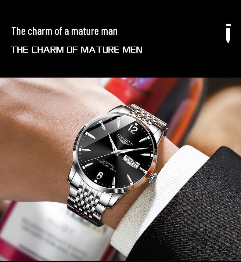 Swiss Dual Calendar Automatic Luminous Waterproof Steel Strap Men's Watch