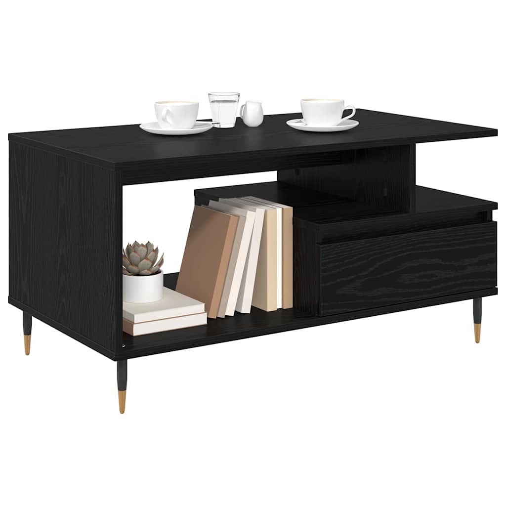 Coffee Table Black Oak Look 90 x 49 x 45 cm Engineered Wood