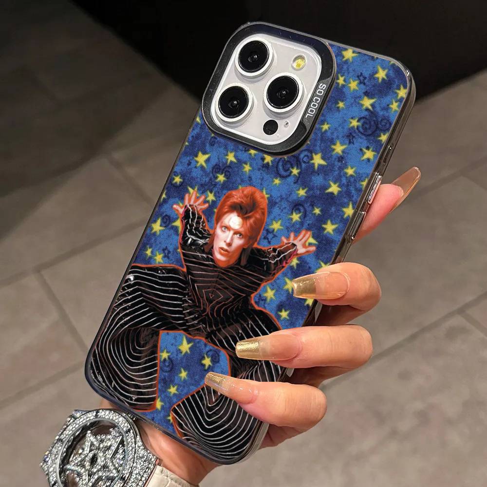 David-Singer B-Bowies Phone Case For iPhone 17,16,15,14,13,12,11 Plus,Pro Max,XS,Colorful Silver Black Cover iPhone15promax