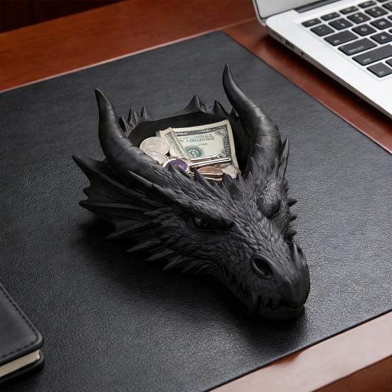 Drakhuvud Nyckelfat 3D-printat Draknyckelfat Fantasy Förvaringsfat Entré Skrivbordsorganisatör för Nycklar Mynt Smycken