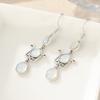 Bohemian Style Teardrop-shaped Imitiation Moonlight Stone Dangle Earrings Women Elegant Exquisite Banquet Party Pendant Earrings