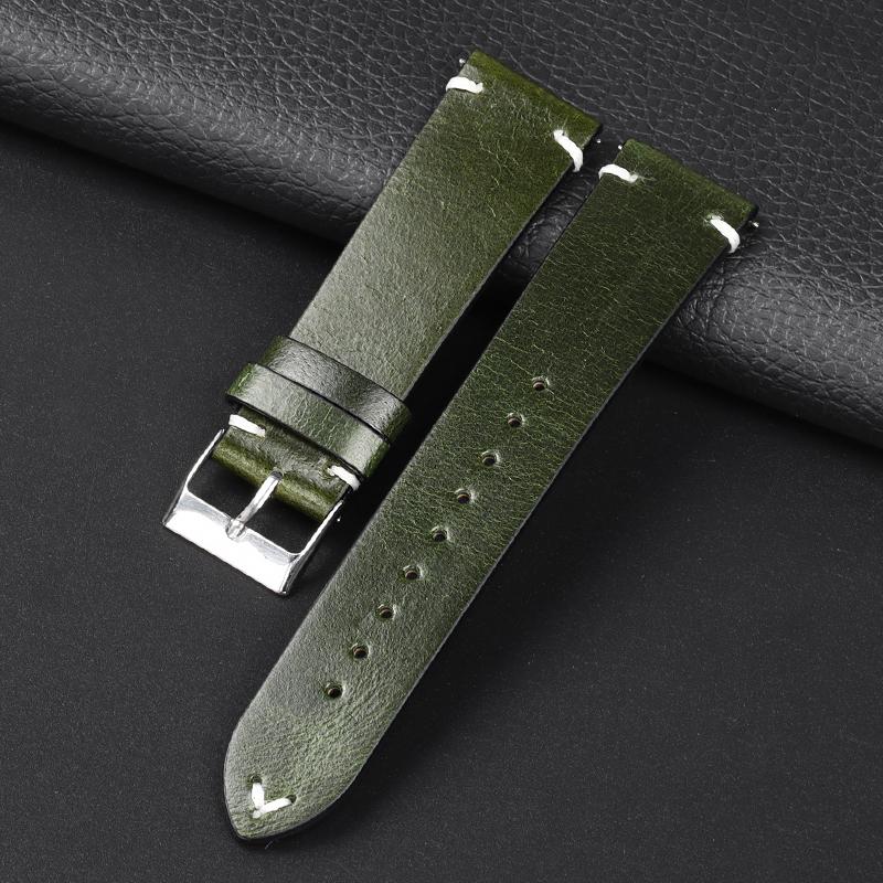 Handmade Retro Oil Wax Genuine Leather Watchbands Quick Release Calfskin Watch Strap 18mm 20mm 22mm Men Watch Accessories