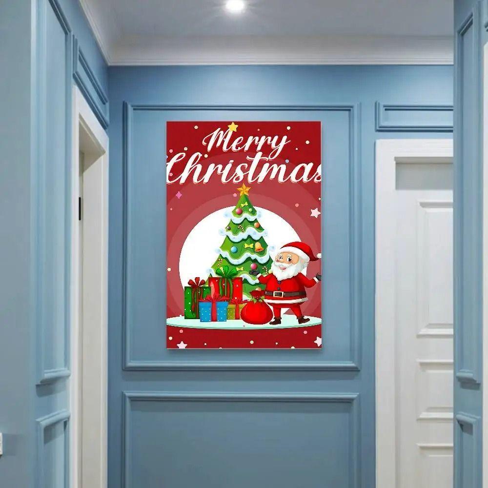 Vintage Christmas Metal Wall Decoration, Holiday Sticker Sign