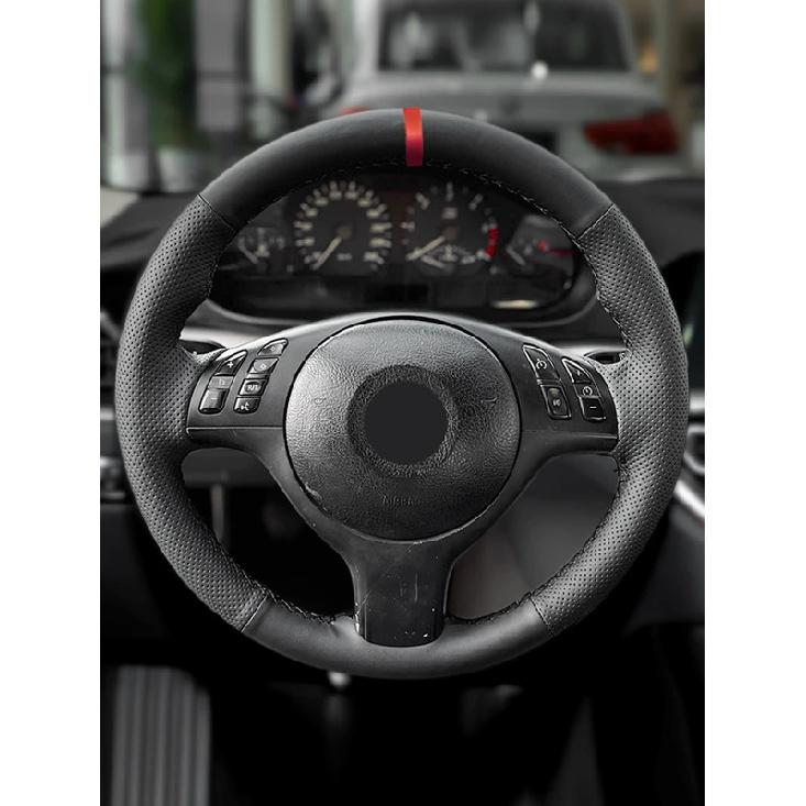 For BMW M Sport 3 5 Series E46 330i 330Ci E39 525i 530i M3 E46 M5 E39 Hand Braid Car-styling Steering Wheel Cover Leather Trim