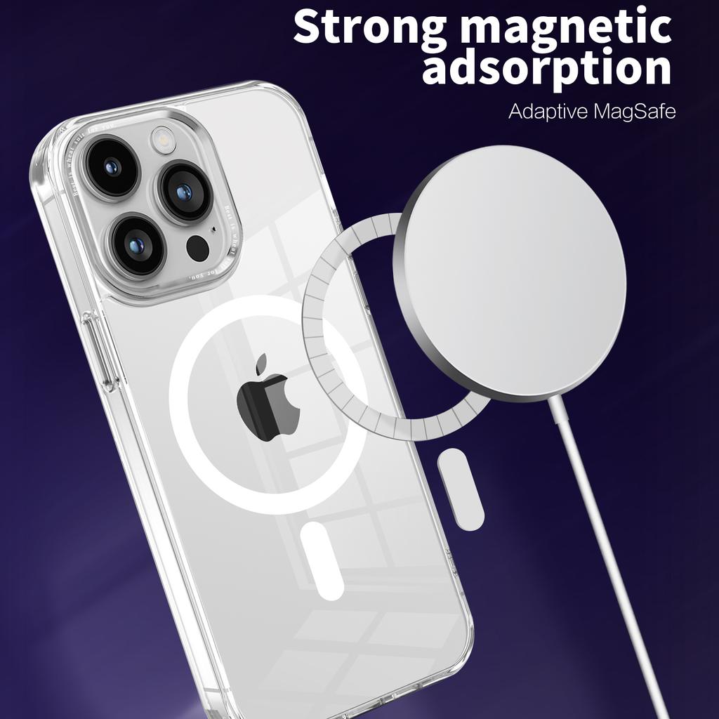 MagSafe Shockproof Magnetic Wireless Charging Case for iPhone 15Plus 15Pro Max/13 Pro Max/14 Pro Max/12 Pro Max Clear Silicone Phone Bumper Cover Case
