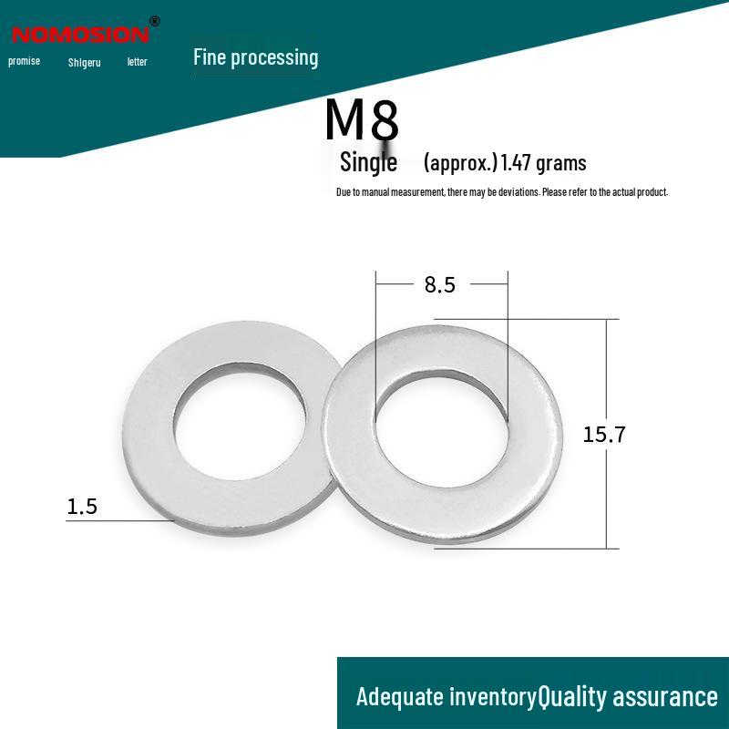 Ultra-Thin 304 Stainless Steel Flat Washer - Round Hole (M8, M10, M14)