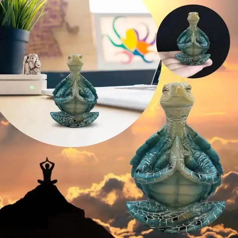 Yoga Statue Figurine Peacefulness Meditating Sea Turtle Statue Decorations For Buddha Meditating Sea Turtle Miniature Figurine