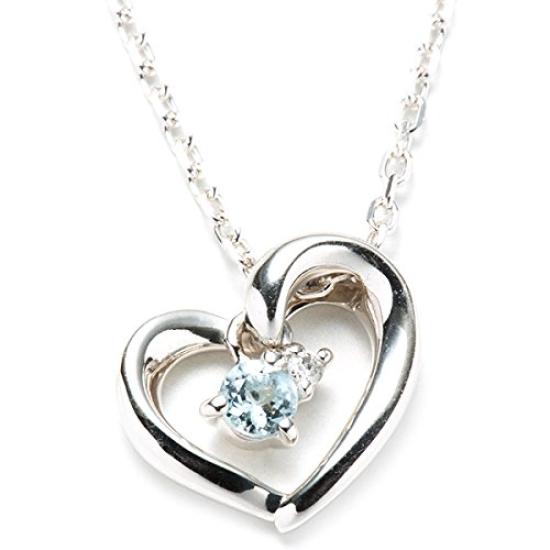 Gift Wrapped Open Heart Pendant Necklace with March 111614121809 [Set] 4℃ Women's Aquamarine, Birthstone,