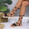 Women's Fashion Trend Strappy Velvet College Beach Vacation Style Flat Sandals