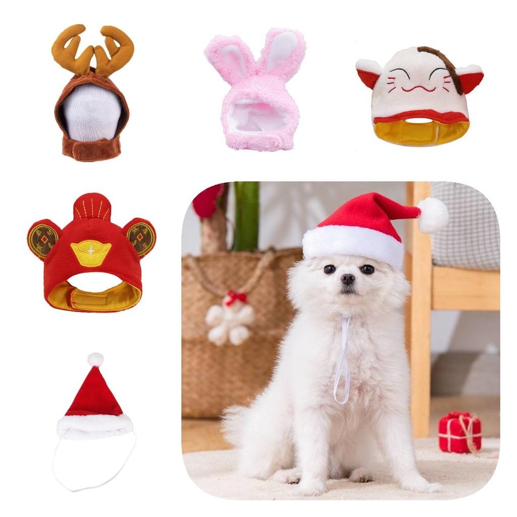 Of The God Wealth Rabbit Elk Cat Santa Hat Pet Headwear Decoration Cute Cartoon