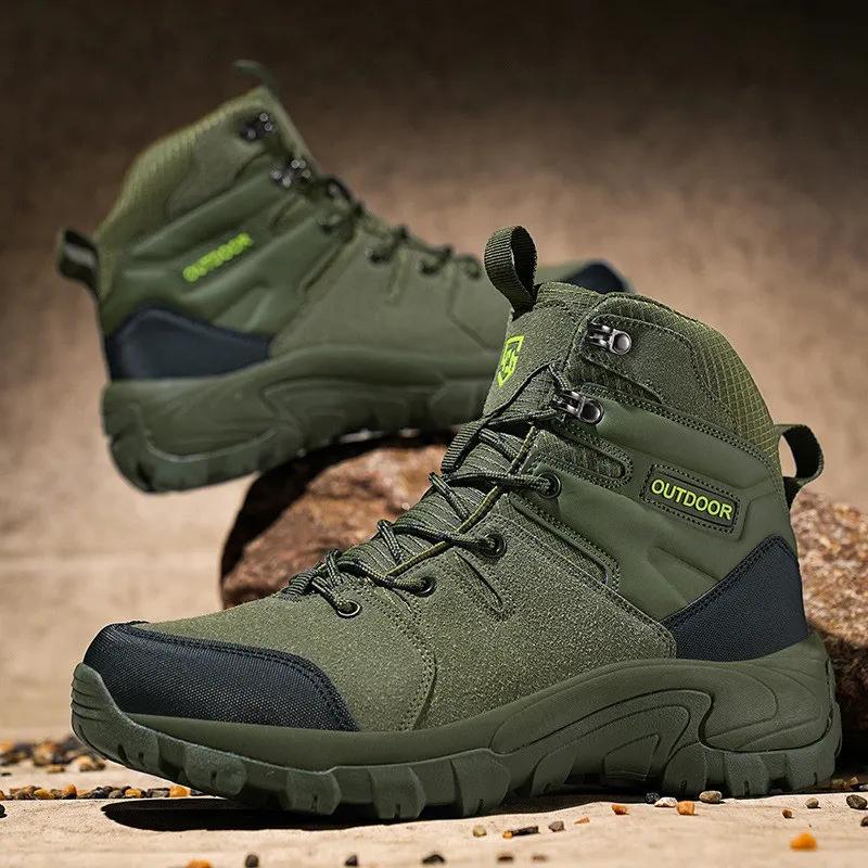 New Fashion Khaki Men's Tactical Boots Big Size 48 Waterproof Hiking Boots Men Non-slip Outdoor Boots Zapatillas Trekking Hombre