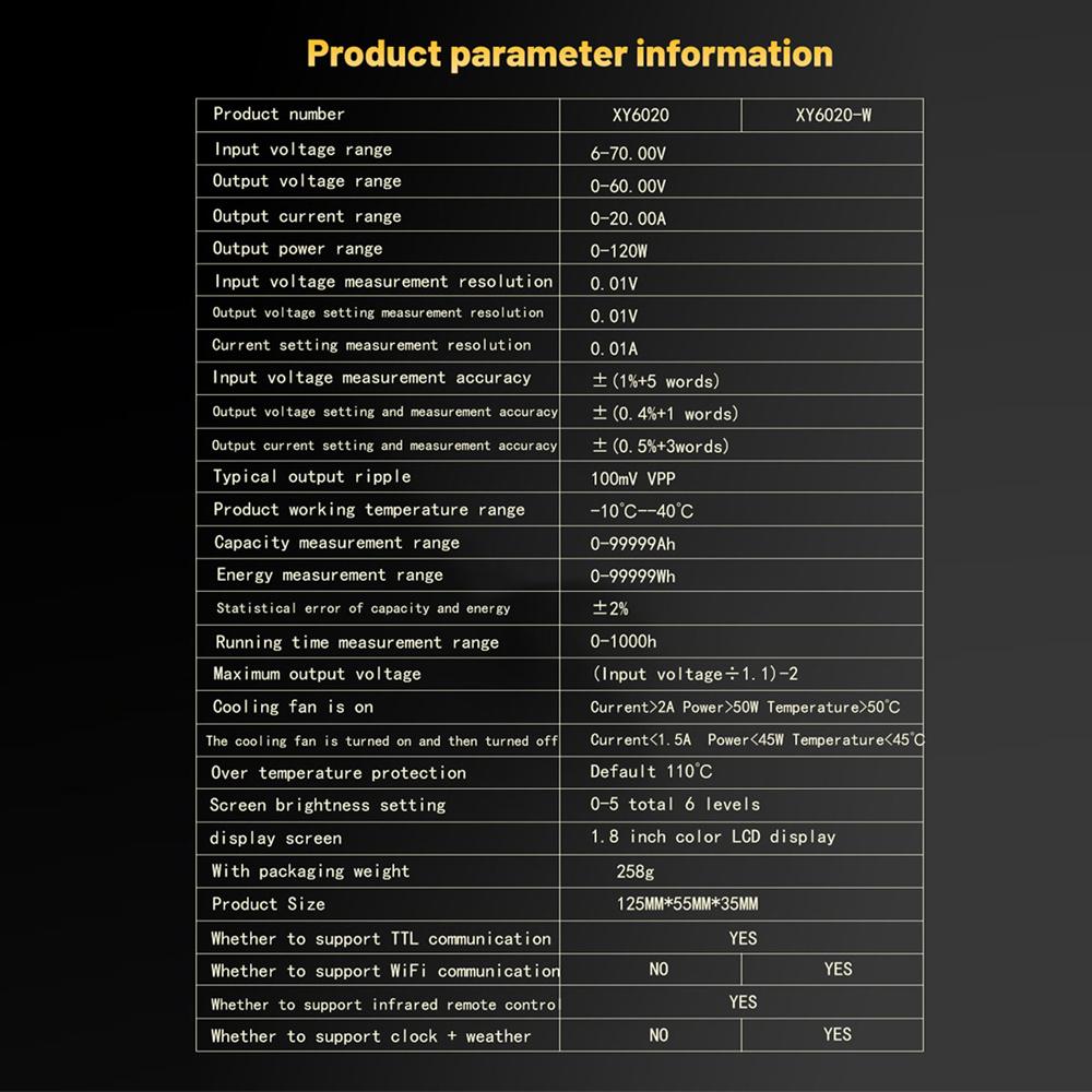 XY6020-W Comandă numerică Tensiune DC-DC ajustabilă Modul de alimentare cu tensiune redusă Tensiune constantă