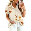 Women's Fashion Casual Ruffled V-Neck Print Blouse Top