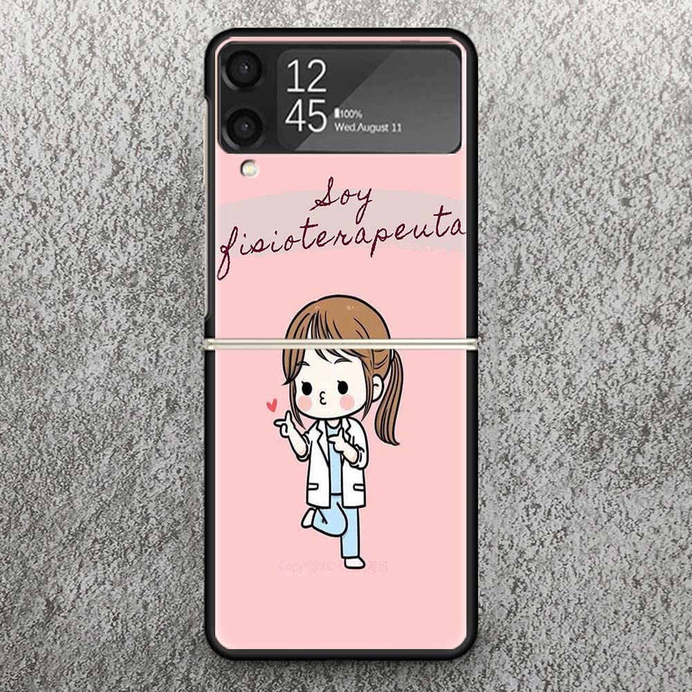 Funny Medicine Nurse Doctor Print Case For Samsung Galaxy Z Flip 3 4 5 6 7 5G Phone Shell Flip7 Flip6 Flip5 Flip4 Flip3 Pattern