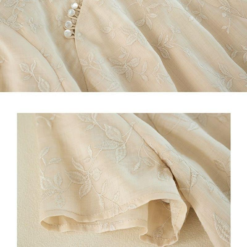 Qipao en Coton et Lin pour Femme 2026: Nouvelle Collection d'Été en Acétate, Style National Chinois Amélioré