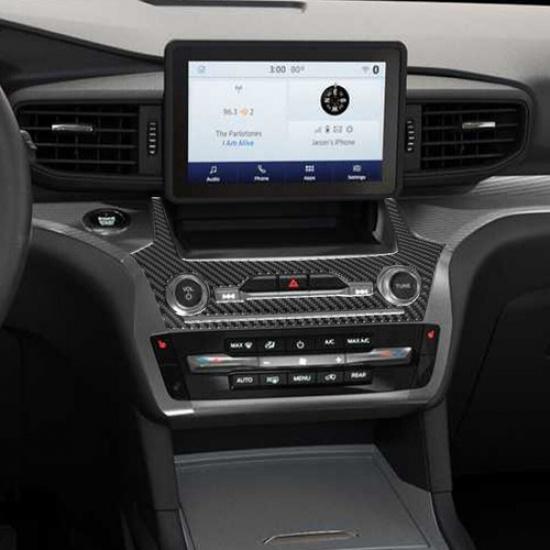Carbon Fiber Interior Radio Console Cover Trim For Ford Explorer -