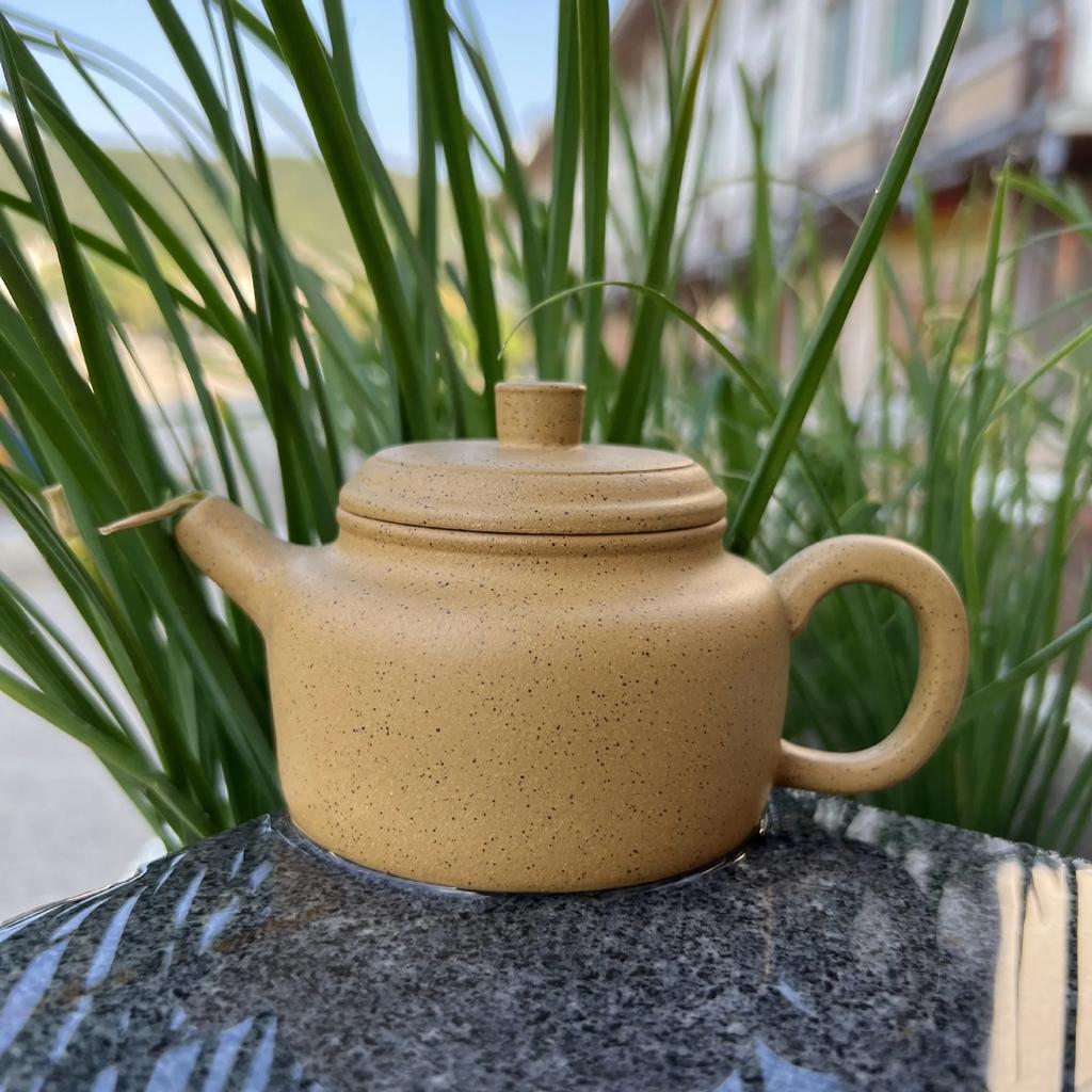 Handmade 160cc Yellow Orange Peel Master Kettle Flat Teapot - Grapefruit Peel Infused Oolong Tea Ceremony Health Pot - Your Favo
