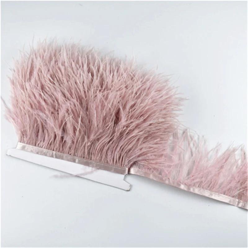 Feather1Meter Ostrich Feathers On Ribbon Fringe Trim 8-10cm DIY Skirt Sewing Trimmings Trims Feather Dress Decor for Clothes Decoration