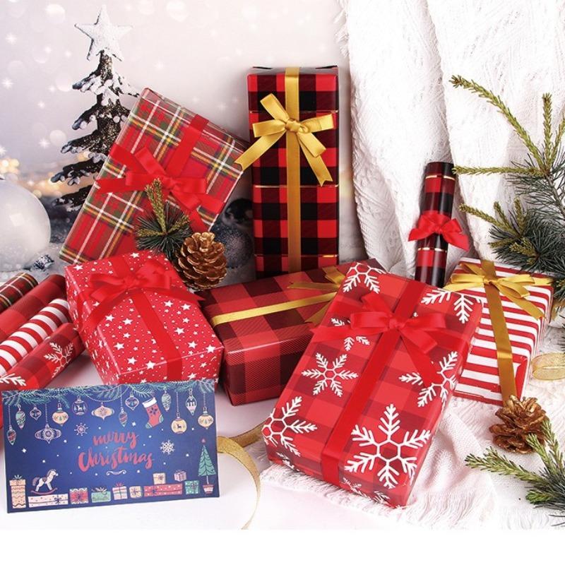 1 Set Christmas Wrapping Paper Valentine's Day Birthday Gift Wrapping Paper New Year Plaid Gift Box Gift Decoration
