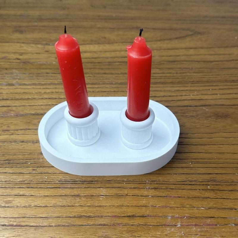 Silicone Moulds Candlesticks Resins Molds Oval Candle Holder Tray Molds DIY Concrete Castings Mould Crafts Decorations