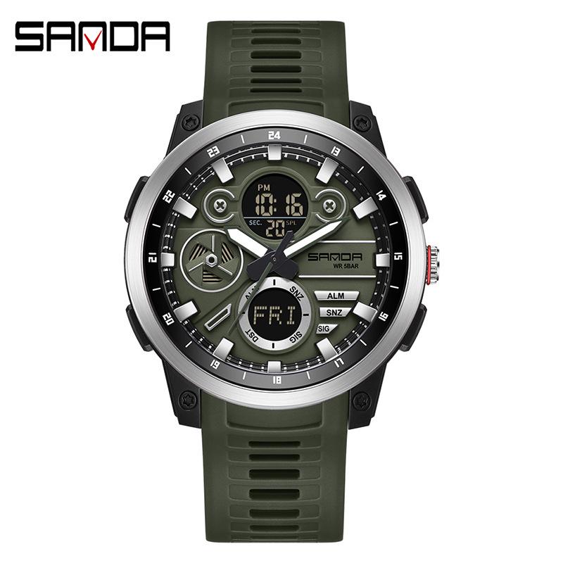 Sanda Waterproof Multi-function Dual Display Men s Sports Watch (Calendar Included)
