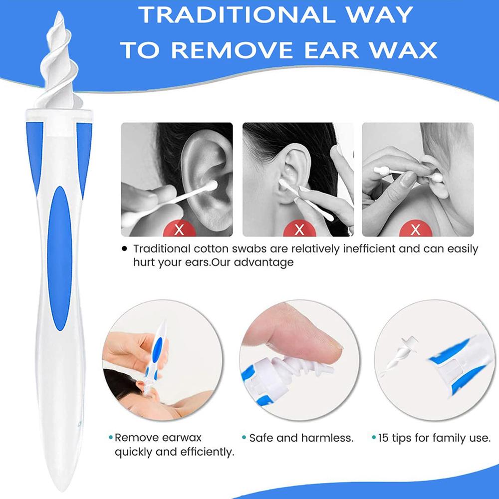 Ear Wax Removal Tool with 16 Soft Replacement Heads for Adults and Kids