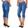 Summer Women Fashion High Waist Skinny Jeans Knee Length Denim Capri Pants