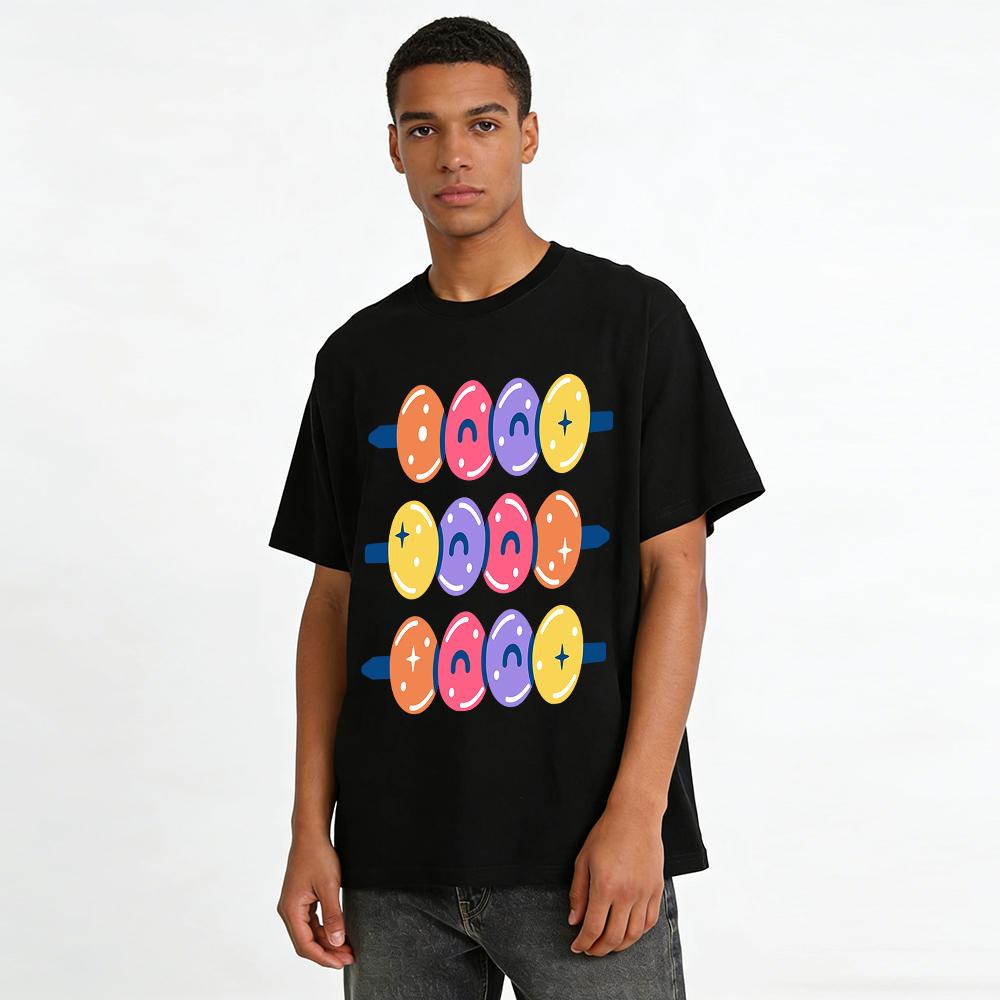 Cute Cartoon Planet Print Kids T-Shirt Loose Breathable Parent-Child Casual Daily Top Pure Cotton T-shirt