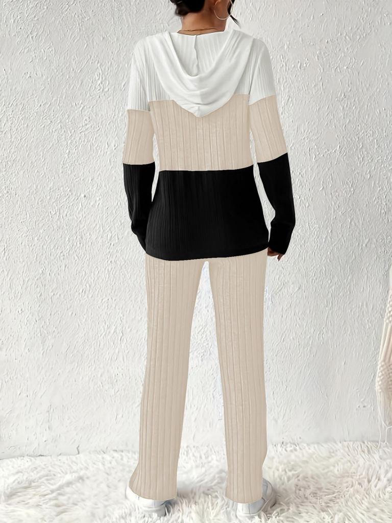 TUME Autumn/Winter Color Block Hoodie & Pants Set - Casual Fashion Two-Piece