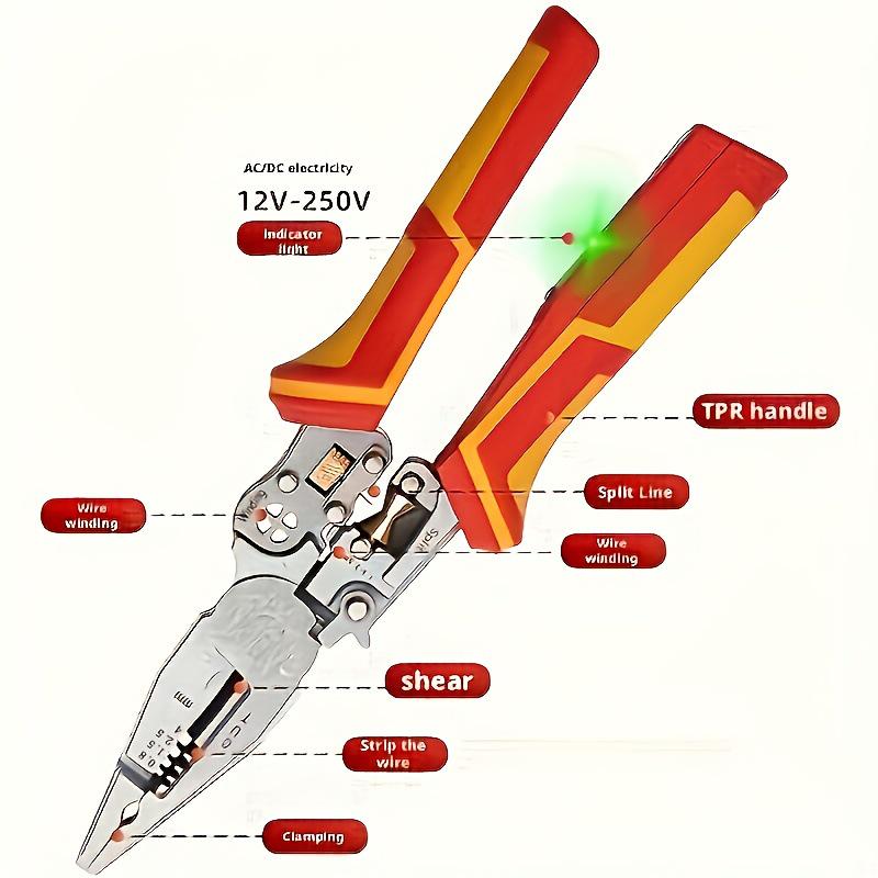 8-in-1 Multifunctional Wire Stripper & Cutter with Crimper and Voltage Tester for Electricians