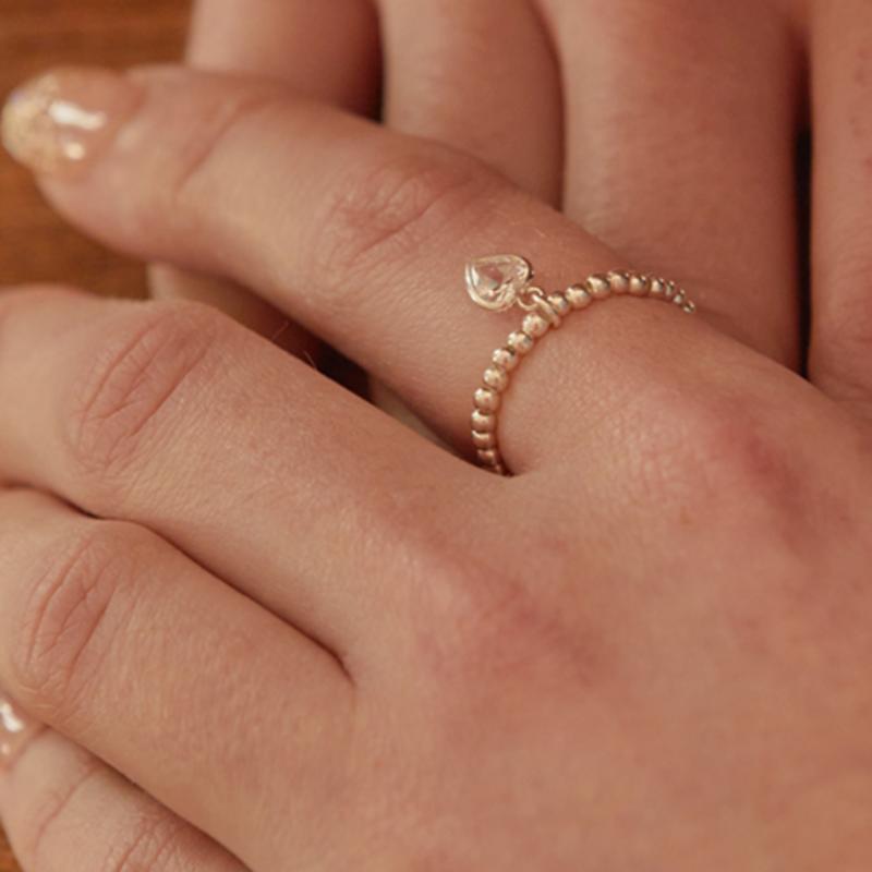 L’OMBRILLANT Cubic Heart Silver Ring