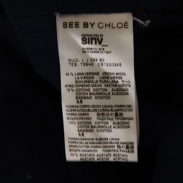 SEE BY CHLOE Cotton Filling Wool Coat 4 Navy Hood Women Used