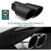Car Exhaust Pipe, Stainless Steel Straight Inlet Double Outlet Tailpipe with Bolts, Durable 2.5" Bevel Port Exhaust Tip, Universal Modification