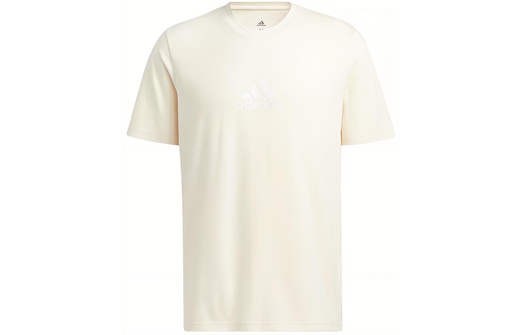 Мужские белые футболки Adidas с круглым вырезом, умеренного прямого кроя HE2315 S