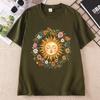 Boho Spiritual Sun TShirt Unisex Unisex Cute Bohemian Tee Mystic Moon Phase T Shirt Casual Round Neck Printed Cotton Short Sleeve
